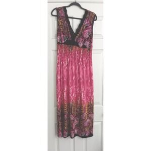 CB Fashion Maxi Dress Women's Size XL Pink Sleeveless Sundress Lace V-Neck Y2K